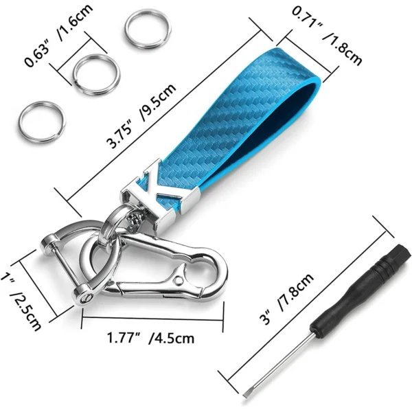 Carbon Fiber Style Car Keychain Microfiber Leather Key Chain - Image 2